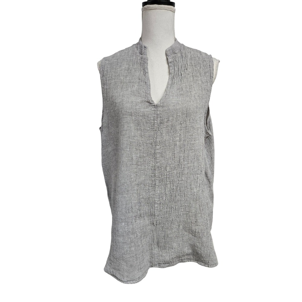 Hackwith Design House Grey Textured‎ Linen Blend Sleeveless Tunic Top Size 3